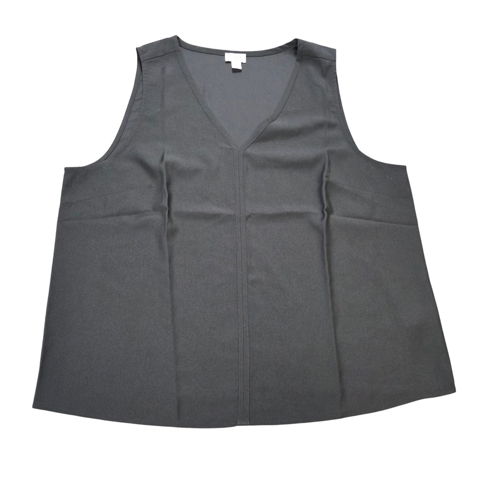 J.Crew Tank Top Shell Blouse Women's XL Black V-Neck Sleeveless Center Seam